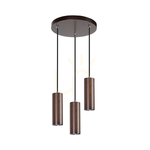 Lampă suspendată în formă de țeavă, include 3 LED-uri GU10 (Max.. 5 W), lemn de fag și nuc / metal negru / cablu din PVC negru, Ø 30 cm small 0