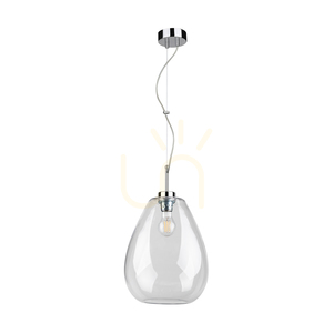 Lampa suspendată Piro, 1xE27, Max. 60 W, metal cromat / cablu din PVC transparent / abajur din sticlă transparentă, Ø 25 cm small 0