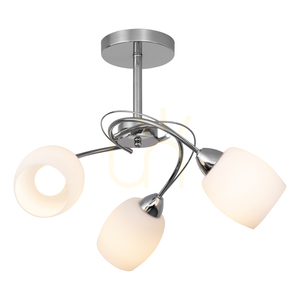 Lampa de tavan Pisa, 3xE27, Max. 60 W, metal cromat/abat-jour din sticlă albă, Ø 58 cm small 1