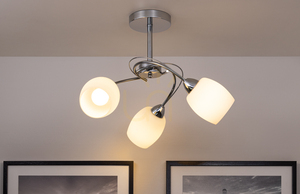 Lampa de tavan Pisa, 3xE27, Max. 60 W, metal cromat/abat-jour din sticlă albă, Ø 58 cm small 3