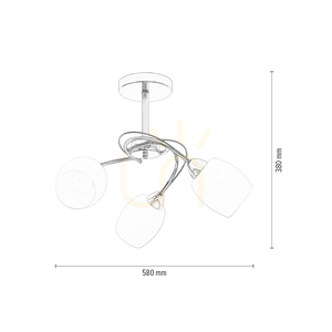Lampa de tavan Pisa, 3xE27, Max. 60 W, metal cromat/abat-jour din sticlă albă, Ø 58 cm small 4