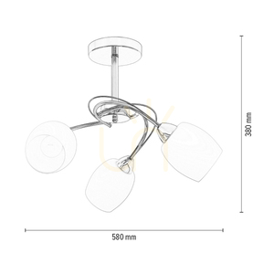 Lampa de tavan Pisa, 3xE27, Max. 60 W, metal satinat/abat-jour din sticlă albă, Ø 58 cm small 4