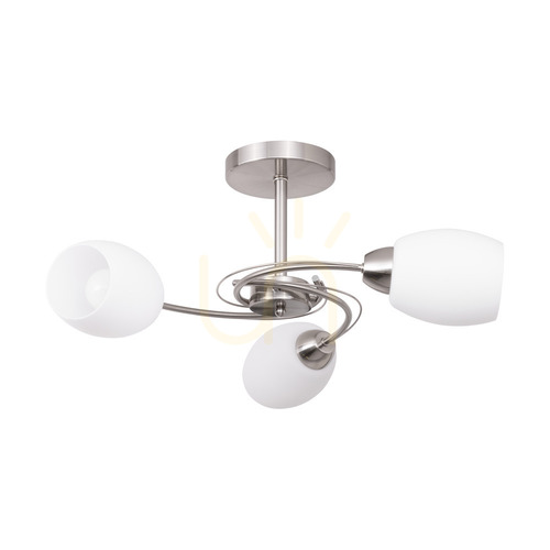 Verifica Lampa de tavan Pisa, 3xE27, Max. 60 W, metal satinat/abat-jour din sticlă albă, Ø 58 cm