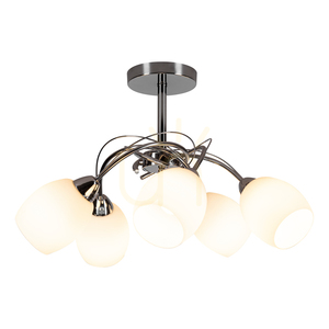 Lampa de tavan Pisa, 5xE27, Max. 60 W, metal cromat/abat-jour din sticlă albă, Ø 58 cm small 1
