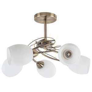 Lampa de tavan Pisa, 5xE27, Max. 60 W, patină metalică/abat-jour din sticlă albă, Ø 58 cm small 0