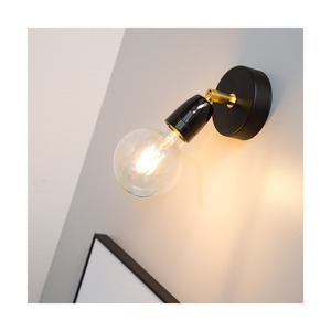 Aplică de perete Porcia 1xE27 Max. 25 W, metal negru-auriu/ceramică neagră, 13 cm small 3