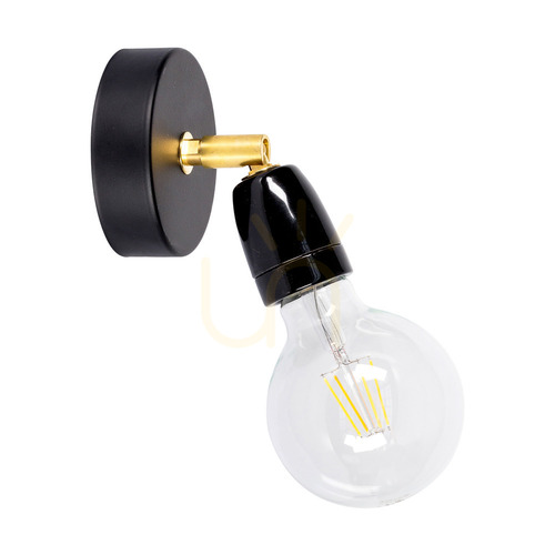 Verifica Aplică de perete Porcia 1xE27 Max. 25 W, metal negru-auriu/ceramică neagră, 13 cm