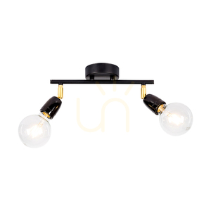 Lampa de tavan Porcia, 2xE27, Max. 25 W, metal negru-auriu/ceramică neagră, 30 cm small 1