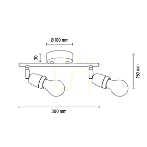 Lampa de tavan Porcia, 2xE27, Max. 25 W, metal negru-auriu/ceramică neagră, 30 cm small 3