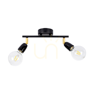Lampa de tavan Porcia, 2xE27, Max. 25 W, metal negru-auriu/ceramică neagră, 30 cm small 0