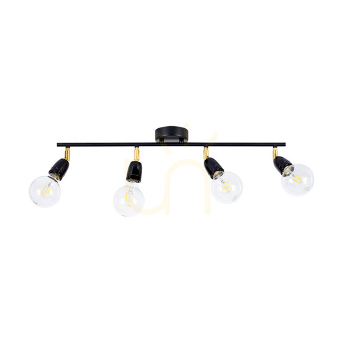 Verifica Lampa de tavan Porcia, 4xE27, Max. 25 W, metal negru-auriu/ceramică neagră, 68 cm