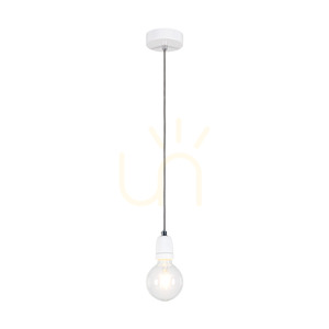 Lampa suspendată Porcia, 1xE27, Max. 60 W, metal alb/cablu împletit antracit/ceramică albă, Ø 10 cm small 1