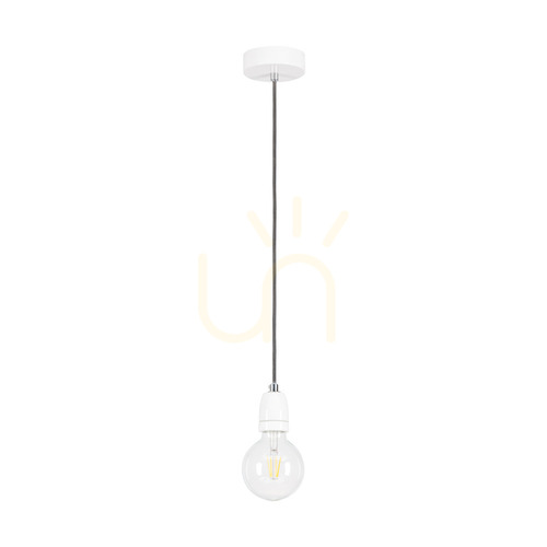 Verifica Lampa suspendată Porcia, 1xE27, Max. 60 W, metal alb/cablu împletit antracit/ceramică albă, Ø 10 cm