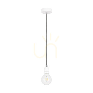 Lampa suspendată Porcia, 1xE27, Max. 60 W, metal alb/cablu împletit antracit/ceramică albă, Ø 10 cm small 0