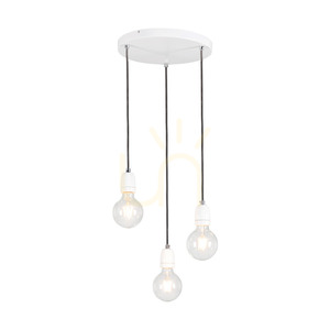 Lampa suspendată Porcia, 3xE27, Max. 60 W, metal alb/cablu împletit antracit/ceramică albă, Ø 30 cm small 1