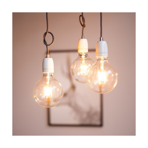 Lampa suspendată Porcia, 3xE27, Max. 60 W, metal alb/cablu împletit antracit/ceramică albă, Ø 30 cm small 3