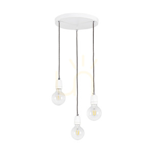 Lampa suspendată Porcia, 3xE27, Max. 60 W, metal alb/cablu împletit antracit/ceramică albă, Ø 30 cm small 0