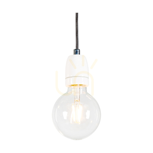 Lampa suspendată Porcia, 3xE27, Max. 60 W, metal alb/cablu împletit antracit/ceramică albă, 52 cm small 2