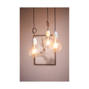 Lampa suspendată Porcia, 3xE27, Max. 60 W, metal alb/cablu împletit antracit/ceramică albă, 52 cm small 3