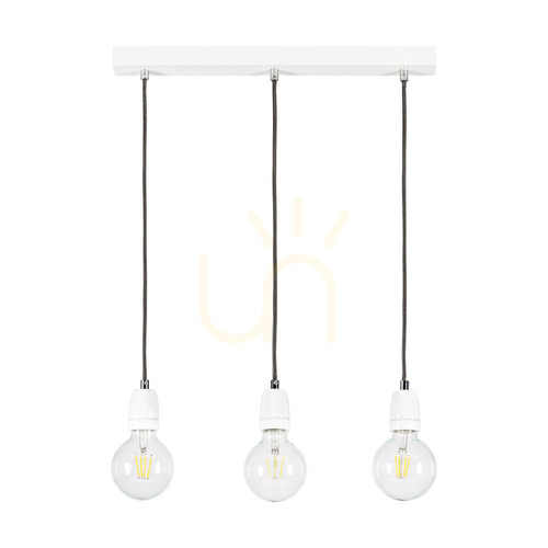 Verifica Lampa suspendată Porcia, 3xE27, Max. 60 W, metal alb/cablu împletit antracit/ceramică albă, 52 cm