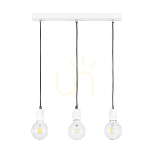 Lampa suspendată Porcia, 3xE27, Max. 60 W, metal alb/cablu împletit antracit/ceramică albă, 52 cm small 0