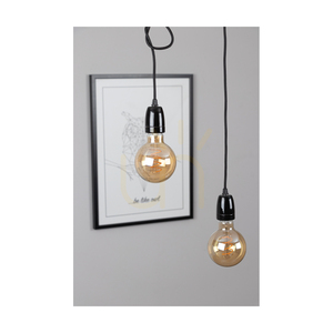 Lampa suspendată Porcia, 4xE27, Max. 25 W, metal negru-auriu/cablu împletit negru/ceramică neagră, 75 cm small 3