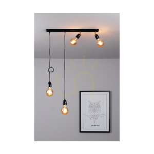 Lampa suspendată Porcia, 4xE27, Max. 25 W, metal negru-auriu/cablu împletit negru/ceramică neagră, 75 cm small 5