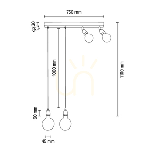 Lampa suspendată Porcia, 4xE27, Max. 25 W, metal negru-auriu/cablu împletit negru/ceramică neagră, 75 cm small 6