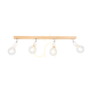 Lampa de tavan din lemn Porcia, 4xE27, Max. 25 W, stejar uleiat/metal cromat/ceramică albă, 75 cm small 1