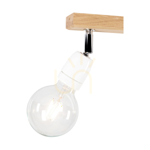 Lampa de tavan din lemn Porcia, 4xE27, Max. 25 W, stejar uleiat/metal cromat/ceramică albă, 75 cm small 2