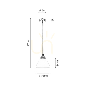 Lampa suspendată Prahas, 1xE14, Max. 40 W, metal cromat / cablu din PVC transparent / abajur din sticlă albă, Ø 14 cm small 3