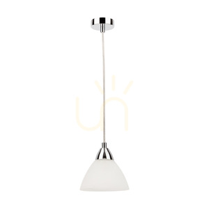 Lampa suspendată Prahas, 1xE14, Max. 40 W, metal cromat / cablu din PVC transparent / abajur din sticlă albă, Ø 14 cm small 0