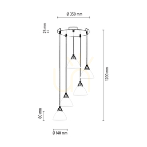 Lampa suspendată Prahas, 5xE14, Max. 40 W, metal cromat / cablu din PVC transparent / abajur din sticlă albă, Ø 42 cm small 2