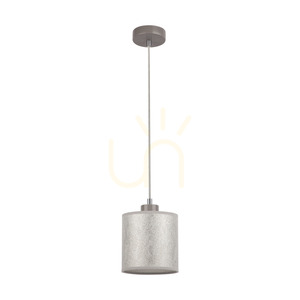 Lampa suspendată Prata, 1xE27, Max. 25 W, metal gri / cablu din PVC transparent / abajur argintiu, Ø 15 cm small 0
