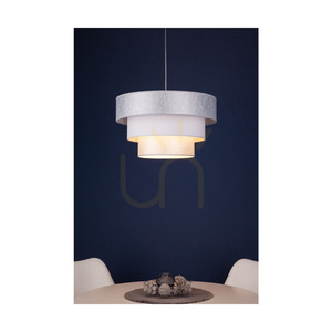 Lampa suspendată Prata, 1xE27, Max. 40 W, metal gri / cablu din PVC transparent / abajur alb-argintiu, Ø 45 cm small 2