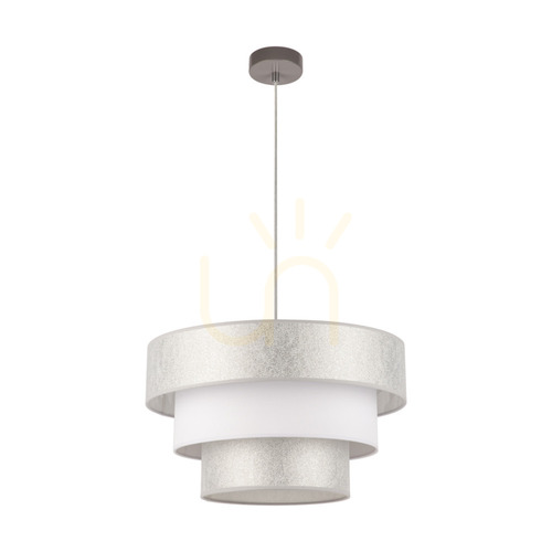Verifica Lampa suspendată Prata, 1xE27, Max. 40 W, metal gri / cablu din PVC transparent / abajur alb-argintiu, Ø 45 cm