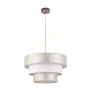 Lampa suspendată Prata, 1xE27, Max. 40 W, metal gri / cablu din PVC transparent / abajur alb-argintiu, Ø 45 cm small 0
