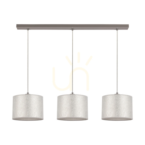 Verifica Lampa suspendată Prata, 3xE27, Max. 40 W, metal gri/cablu din PVC transparent/abat-jour argintiu, 100 cm