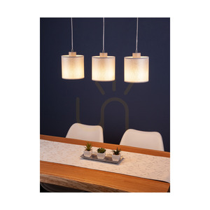 Lampa suspendată Prata, 3xE27, Max. 25 W, metal gri/cablu din PVC transparent/abat-jour argintiu, 52 cm small 2