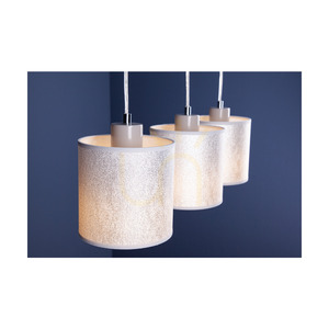 Lampa suspendată Prata, 3xE27, Max. 25 W, metal gri/cablu din PVC transparent/abat-jour argintiu, 52 cm small 3