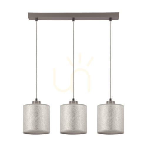 Verifica Lampa suspendată Prata, 3xE27, Max. 25 W, metal gri/cablu din PVC transparent/abat-jour argintiu, 52 cm