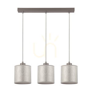 Lampa suspendată Prata, 3xE27, Max. 25 W, metal gri/cablu din PVC transparent/abat-jour argintiu, 52 cm small 0