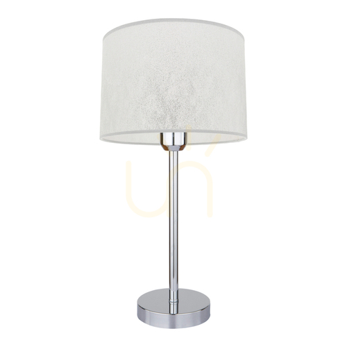 Verifica Lampa de masă Prata, 1xE27, Max. 40 W, metal cromat / cablu din PVC transparent / abajur argintiu, Ø 25 cm
