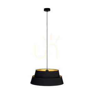 Lampa suspendată Preto Gold, 1xE27, Max. 60 W, metal negru/cablu împletit negru/abat-jour negru și auriu, Ø 50 cm small 2