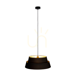 Lampa suspendată Preto Gold, 1xE27, Max. 60 W, metal negru/cablu împletit negru/abat-jour negru și auriu, Ø 50 cm small 3