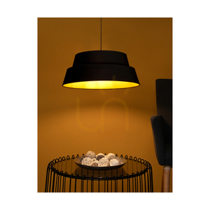 Lampa suspendată Preto Gold, 1xE27, Max. 60 W, metal negru/cablu împletit negru/abat-jour negru și auriu, Ø 50 cm small 4