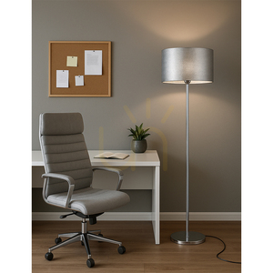 Lampa de podea Prata, 1xE27, Max. 60 W, metal cromat / cablu din PVC transparent / abajur argintiu, Ø 50 cm small 3