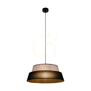 Lampa suspendată „Preto Pepito”, 1xE27, Max. 60 W, metal negru/cablu împletit negru/abat-jour negru cu model „Pepitka”, Ø 50 cm small 3