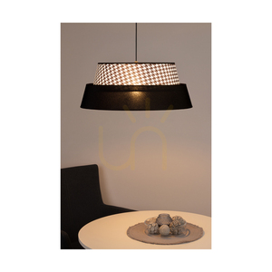 Lampa suspendată „Preto Pepito”, 1xE27, Max. 60 W, metal negru/cablu împletit negru/abat-jour negru cu model „Pepitka”, Ø 50 cm small 5
