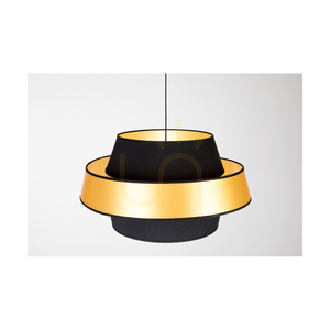 Lampa suspendată Preto Gold, 1xE27, Max. 60 W, metal negru/cablu împletit negru/abat-jour negru și auriu, Ø 55 cm small 3